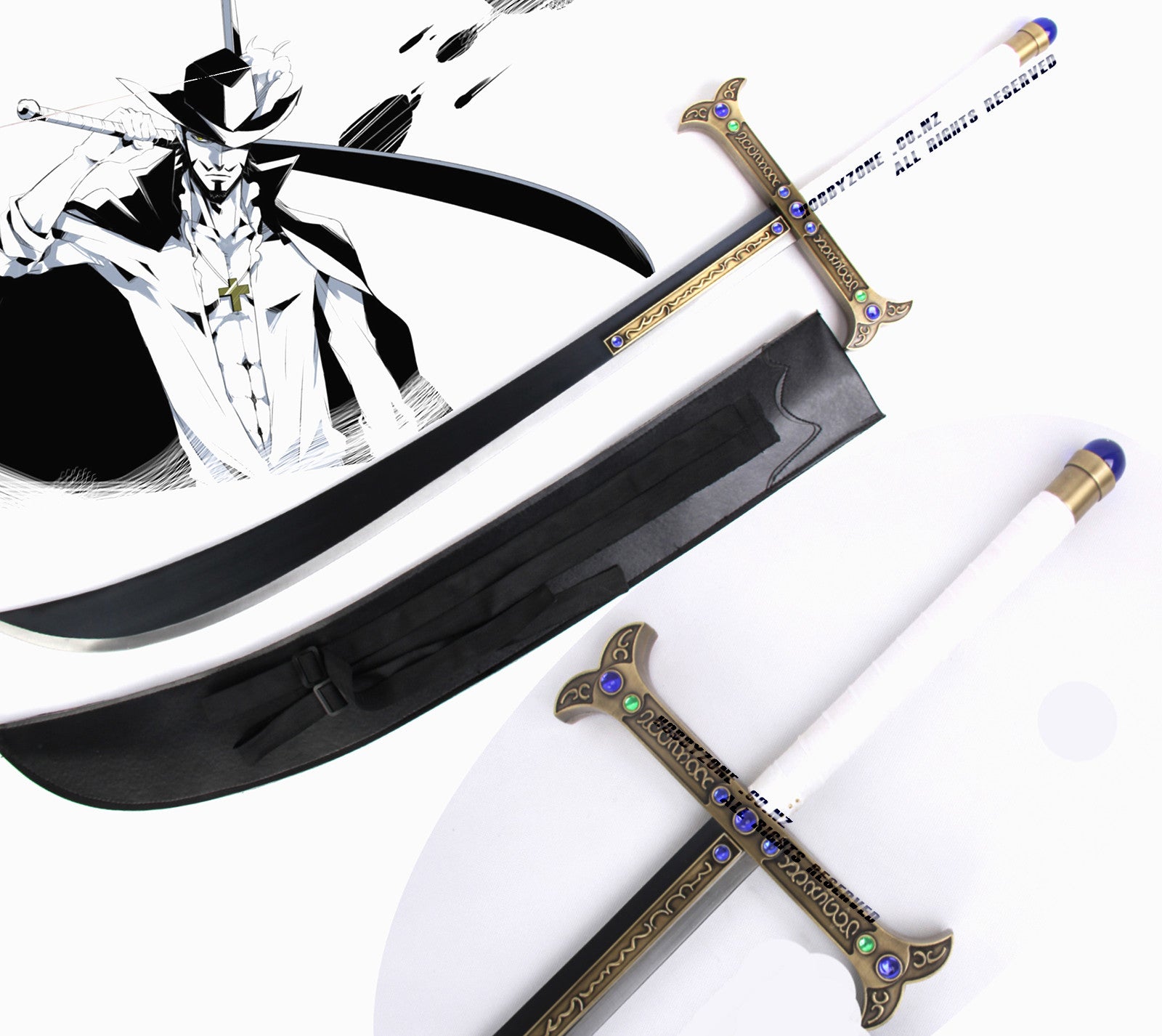 One Piece Dracule Mihawk Weapon Yoru Cosplay Replica Sword Prop