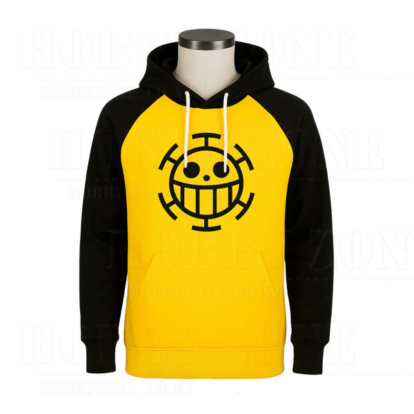 One Piece – Trafalgar Law Hoodie – Yellow Jolly Roger Cosplay Pullover