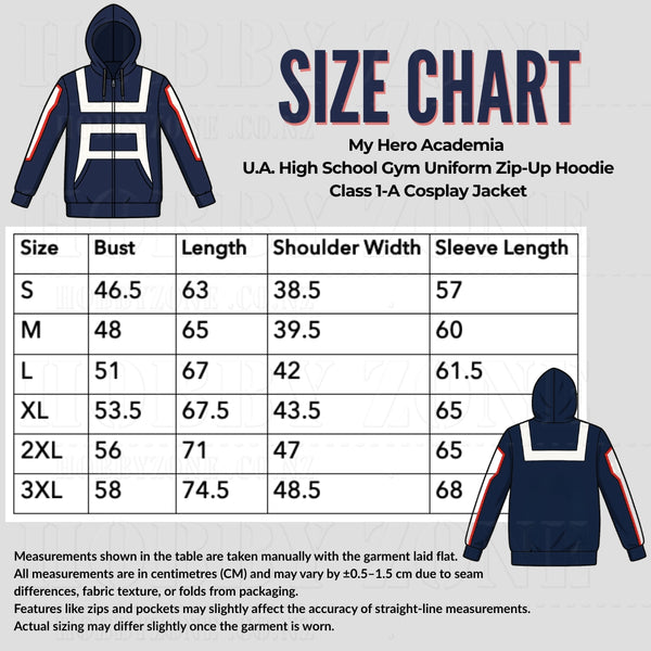My Hero Academia – U.A. High School Gym Uniform Zip-Up Hoodie – Class 1-A Cosplay Jacket