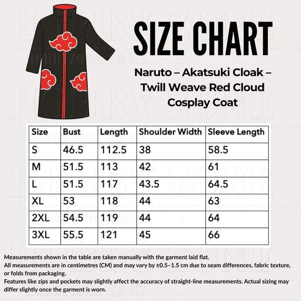 Naruto – Akatsuki Cloak – Twill Weave Red Cloud Cosplay Coat