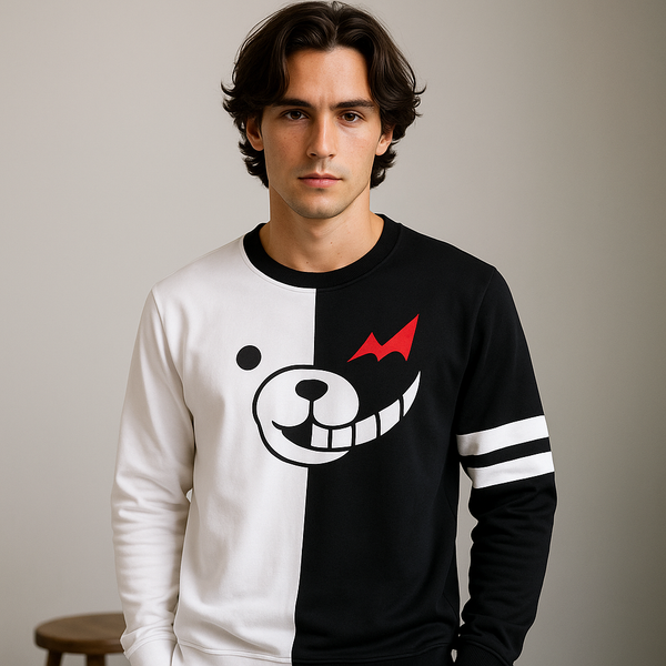 Danganronpa – Monokuma Bear Half-White Half-Black Cosplay Sweatshirt