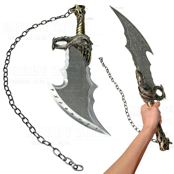God of War Kratos Twin Blades - Blades of Chaos Daggers with Backboard