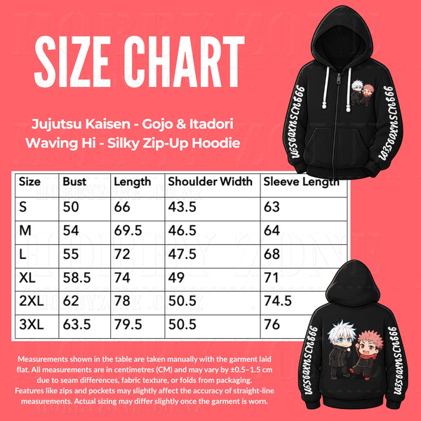Jujutsu Kaisen - Gojo & Itadori Waving Hi - Silky Zip-Up Hoodie