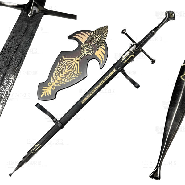 LOTR Aragorn Anduril Sword with Scabbard & Wall Plaque