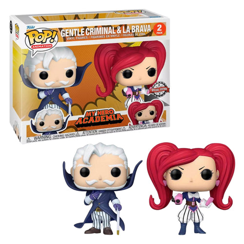 My Hero Academia – Gentle Criminal in Purple Overcoat & La Brava in Pink Hearts Outfit Holding Camcorder Pop! Vinyl Figure - Special Edition