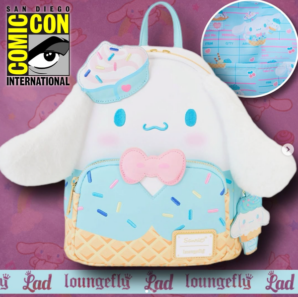 Loungefly SDCC 2024 Sanrio Cinnamoroll Ice Cream Scented Plush Mini Backpack