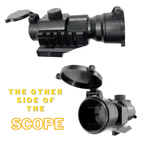 Tactical Gel Blaster Scope – Fixed Zoom with Dual Flip-Up Covers