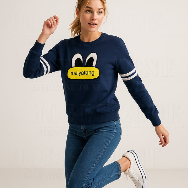 Malyatang Duck – Navy Blue Cartoon Sweatshirt - Cute Pullover