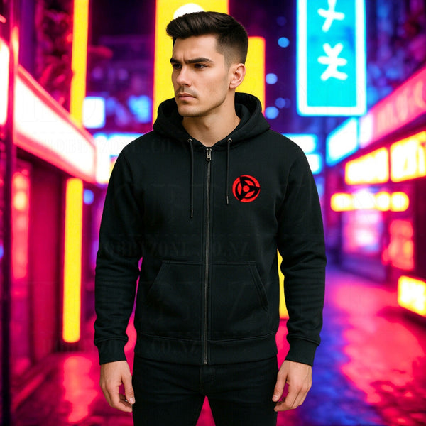 Naruto Uchiha Clan Cosplay Hoodie – Black Zip-Up with Sharingan