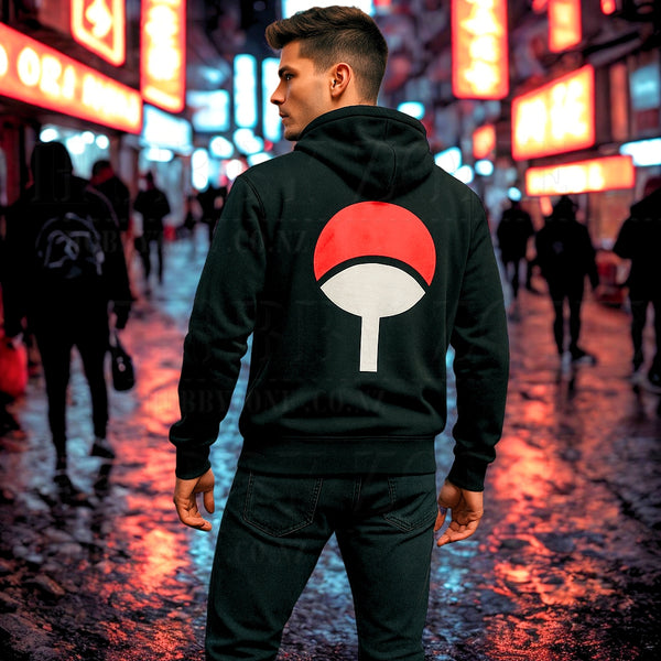 Naruto Uchiha Clan Cosplay Hoodie – Black Zip-Up with Sharingan