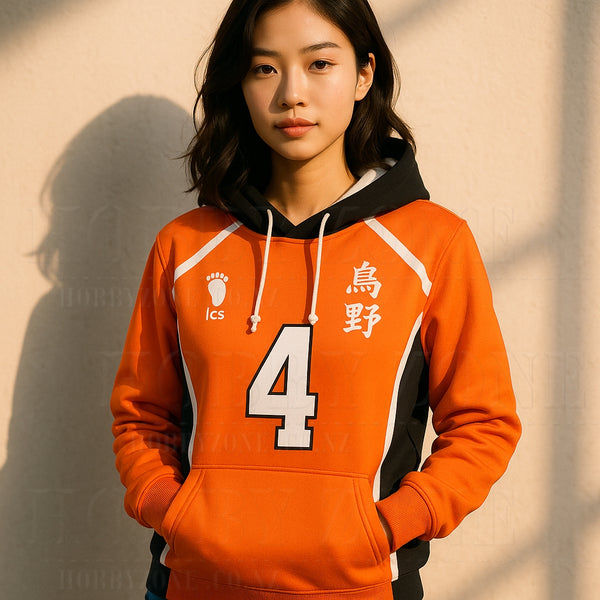 Haikyuu - No.4 Nishinoya Cosplay Jersey - Fleece Hoodie