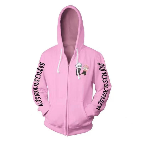 Jujutsu Kaisen Yuuji & Satoru Cosplay Pink Hoodie