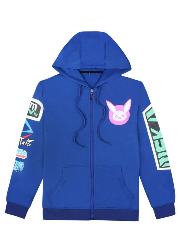 Overwatch - D.Va Blue Gamer Zip-Up Jacket - Cotton Hoodie