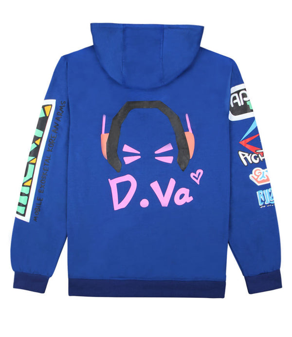 Overwatch - D.Va Blue Gamer Zip-Up Jacket - Cotton Hoodie