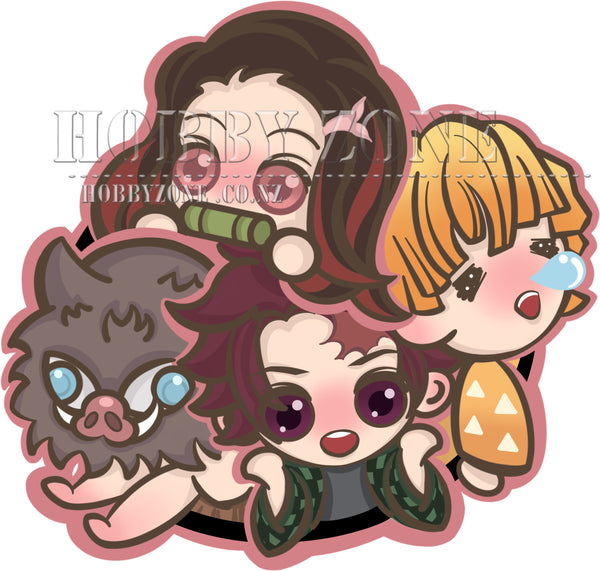 Demon Slayer Tanjiro, Nezuko, Inosuke and Zenitsu Vinyl Decal Sticker